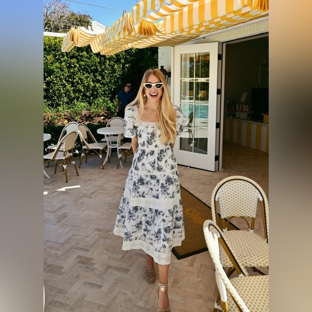 Hunter Bell Blue and White Floral Midi Dress